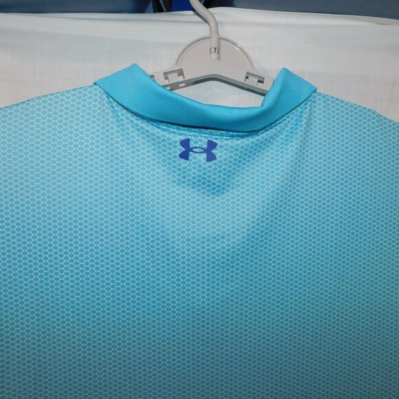 Under Armour AU Men 4XL Light Blue White Pattern The Performance Polo Shirt Golf - Picture 8 of 8